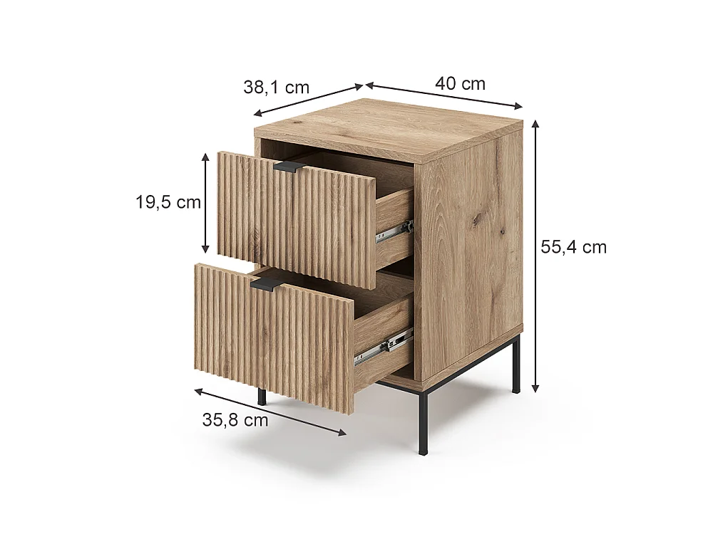 Nachttisch viking oak/schwarz 40x38.1x55.4 eliza