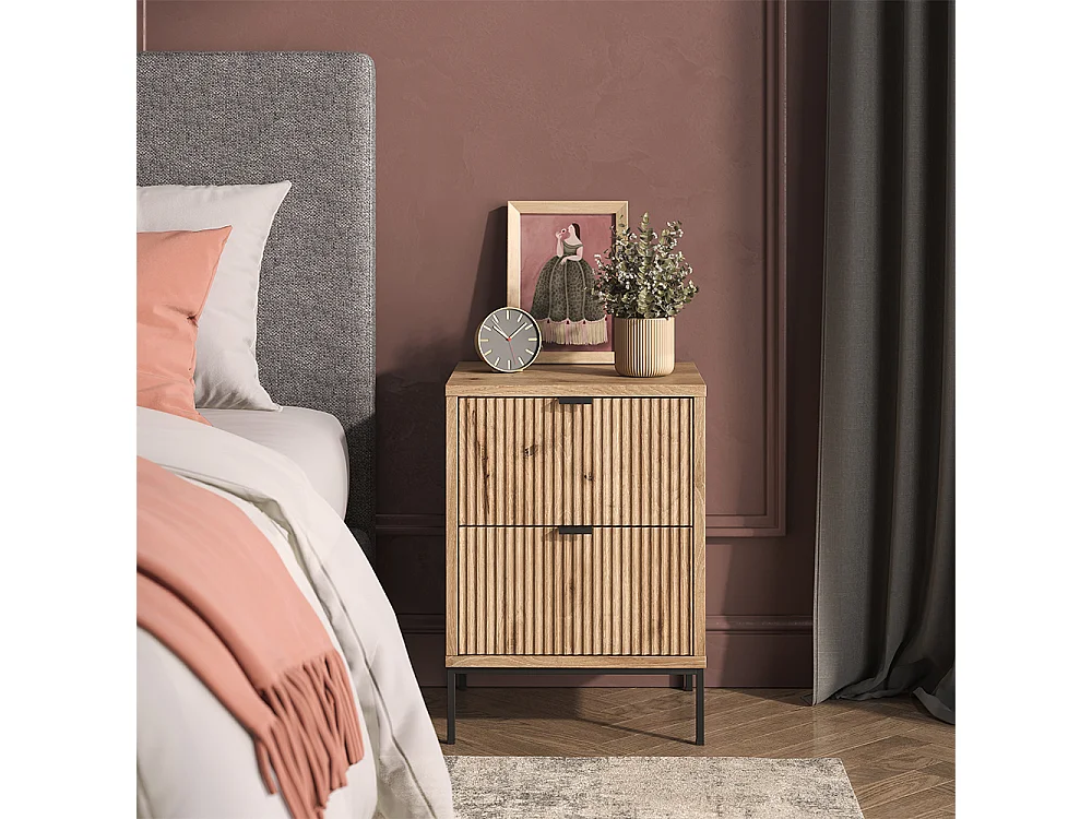 Nachttisch viking oak/schwarz 40x38.1x55.4 eliza