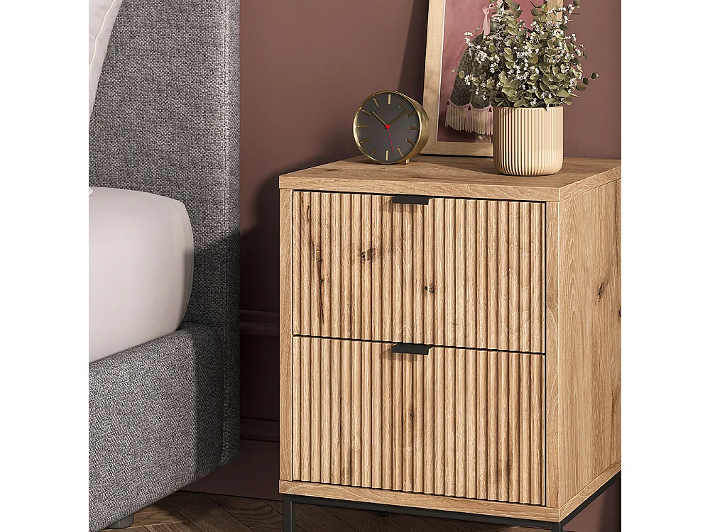 Nachttisch viking oak/schwarz 40x38.1x55.4 eliza