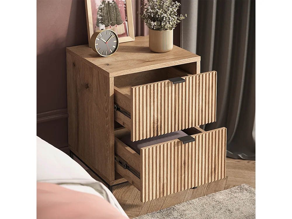 Nachttisch viking oak/schwarz 40x38.1x55.4 eliza