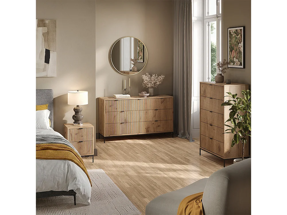 Nachttisch viking oak/schwarz 40x38.1x55.4 eliza