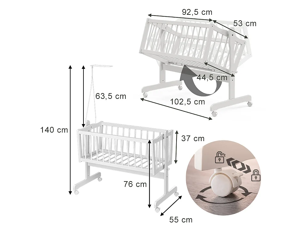 Lit bébé blanc 102.5x53x140