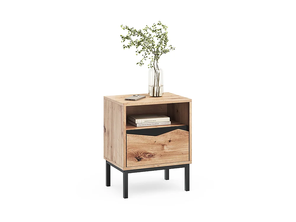 Nachttisch eiche/schwarz 40x30x50 elvano