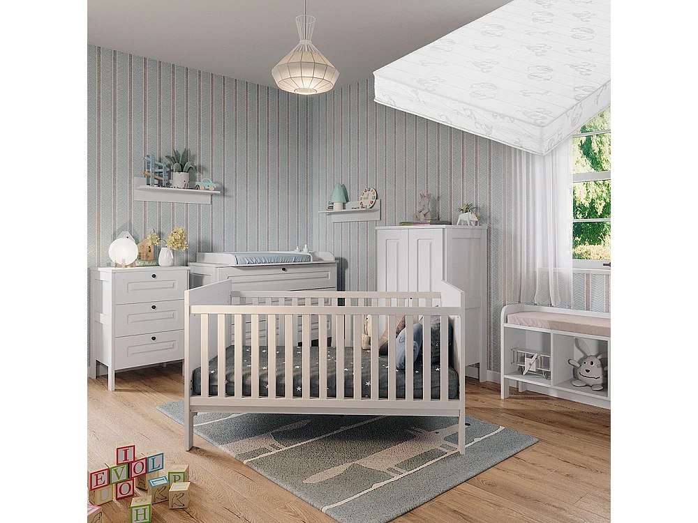Lit bébé blanc 144.4x80.8x83 ajaton