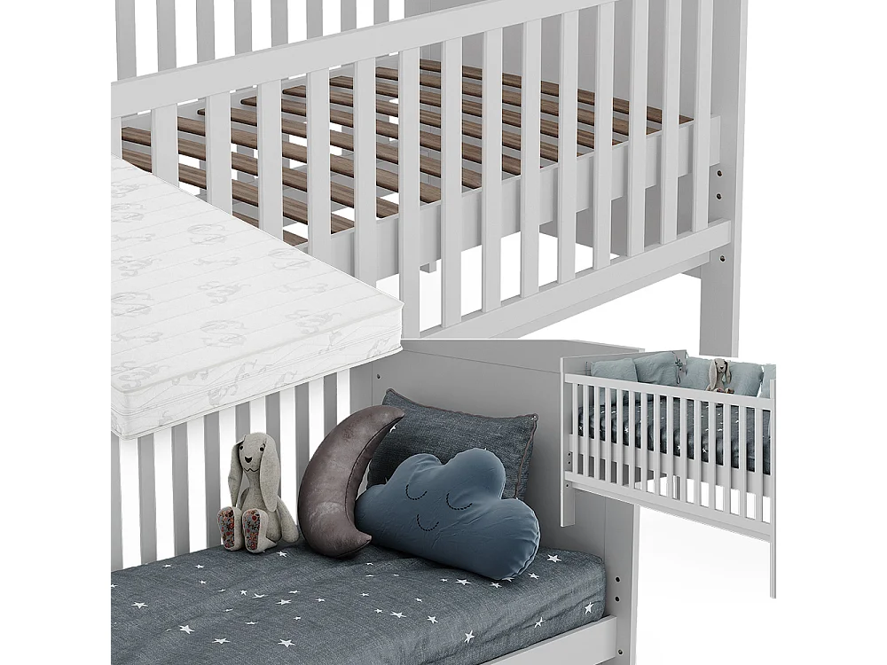 Lit bébé blanc 144.4x80.8x83 ajaton
