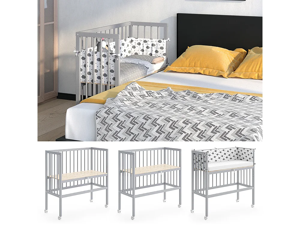 Lit dappoint gris 94x42.5x96 sophie