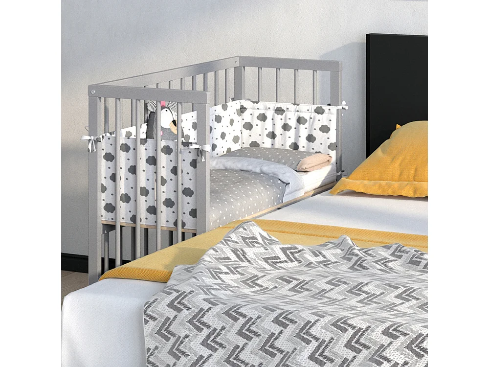 Lit dappoint gris 94x42.5x96 sophie