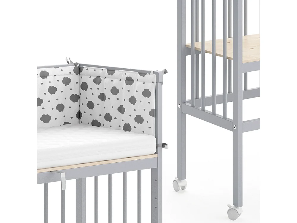 Lit dappoint gris 94x42.5x96 sophie