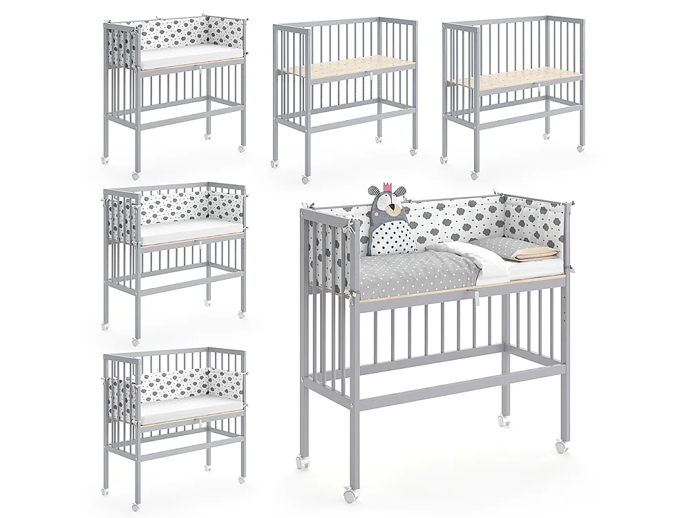 Lit dappoint gris 94x42.5x96 sophie