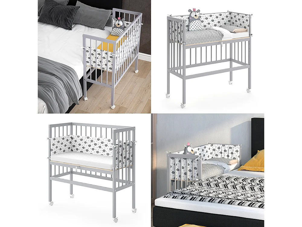 Lit dappoint gris 94x42.5x96 sophie