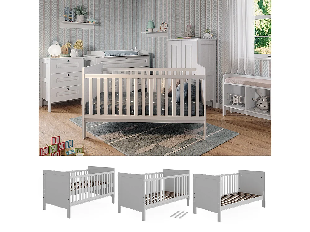 Lit bébé blanc 144.4x80.8x83 ajaton
