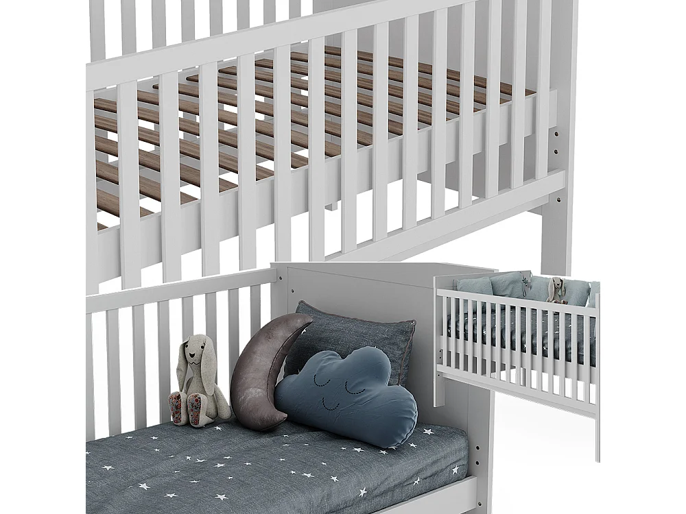 Lit bébé blanc 144.4x80.8x83 ajaton