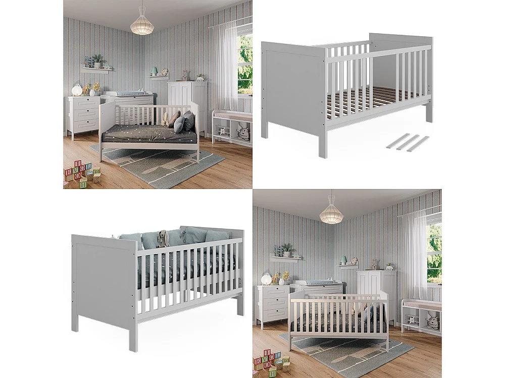Lit bébé blanc 144.4x80.8x83 ajaton