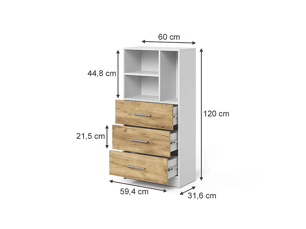 Universele kast wit/goudkleurig eiken 60x31.6x120 tomy