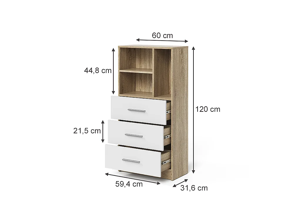 Universele kast sonoma/wit 60x31.6x120 tomy