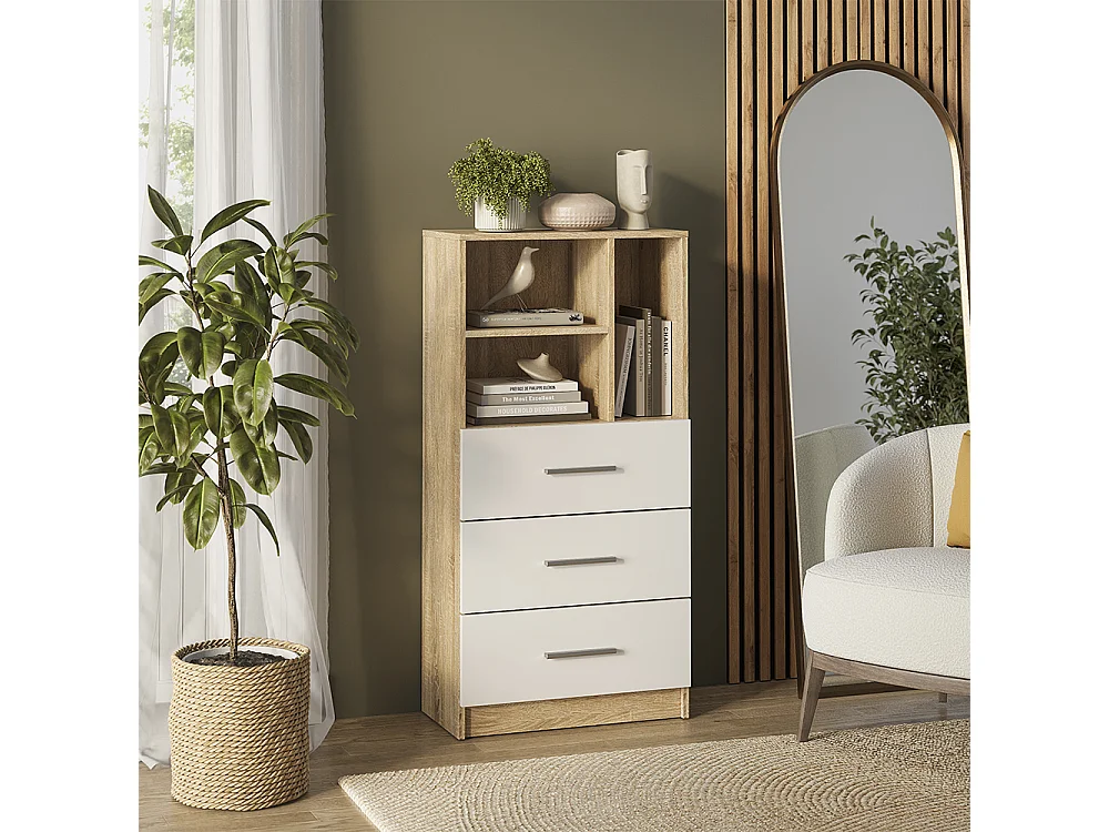 Universele kast sonoma/wit 60x31.6x120 tomy