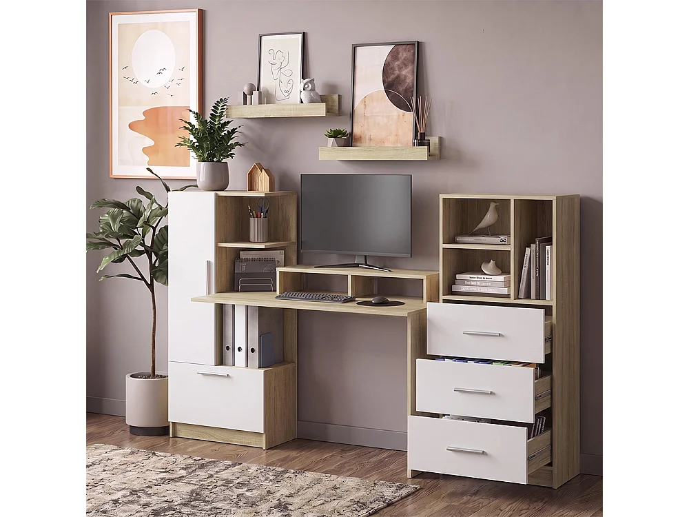 Universele kast sonoma/wit 60x31.6x120 tomy