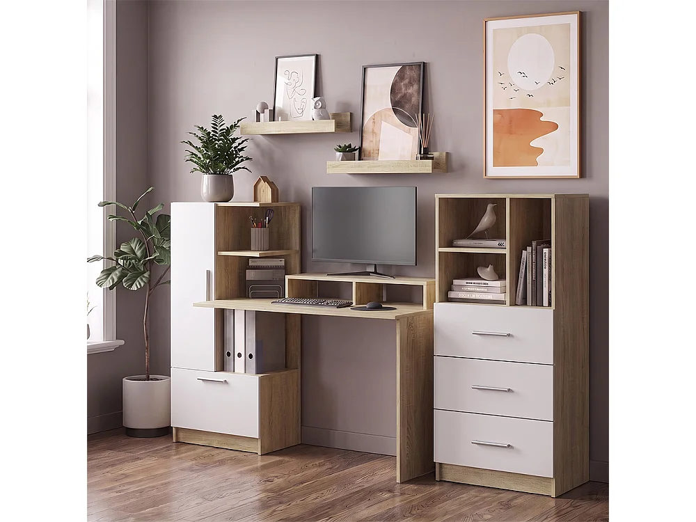 Universele kast sonoma/wit 60x31.6x120 tomy