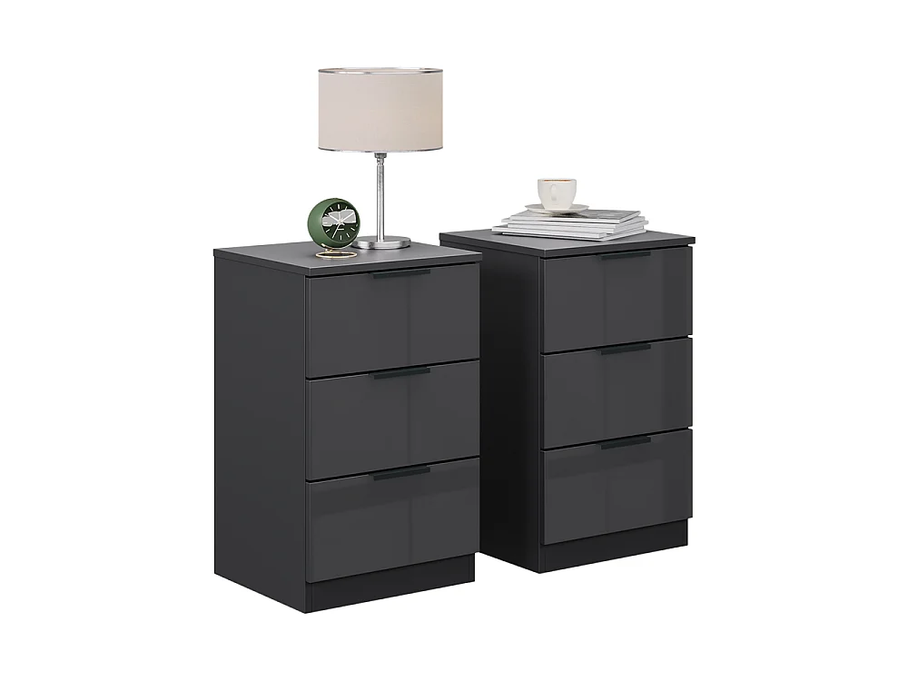 Table de nuit noir haute brillance 37.6x35x61.8 fino