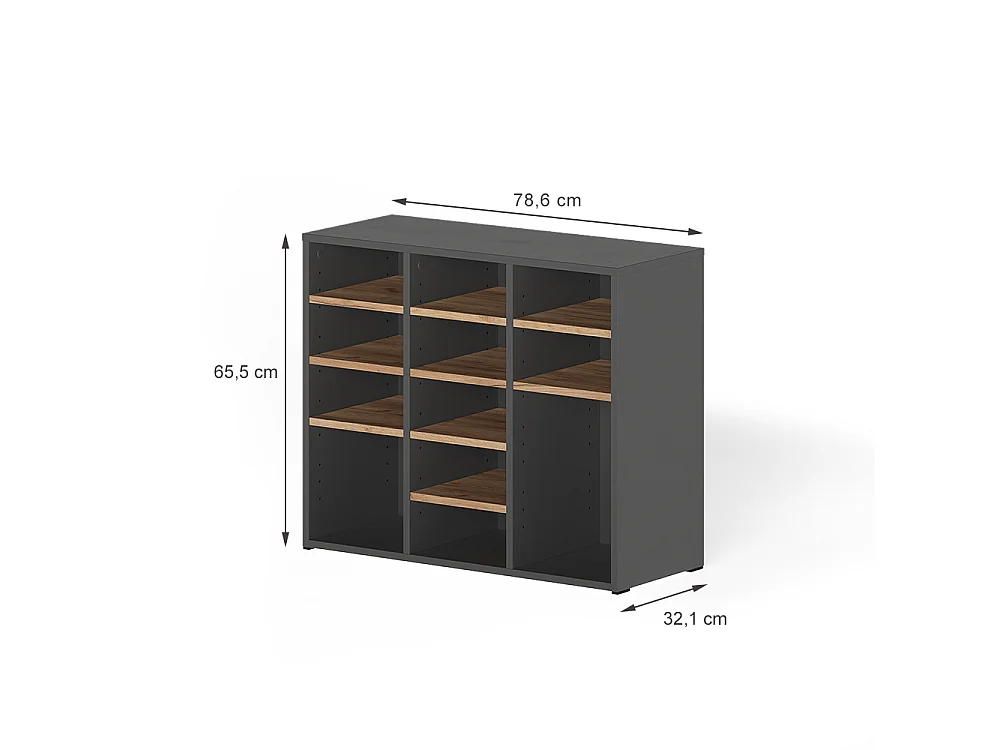 Armoire à chaussures anthracite/chêne de force doré 78.6x32.1x65.5 lysander