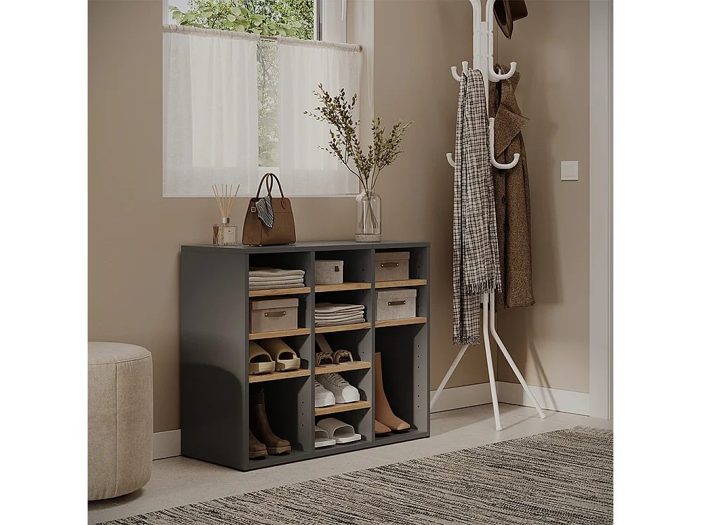 Armoire à chaussures anthracite/chêne de force doré 78.6x32.1x65.5 lysander