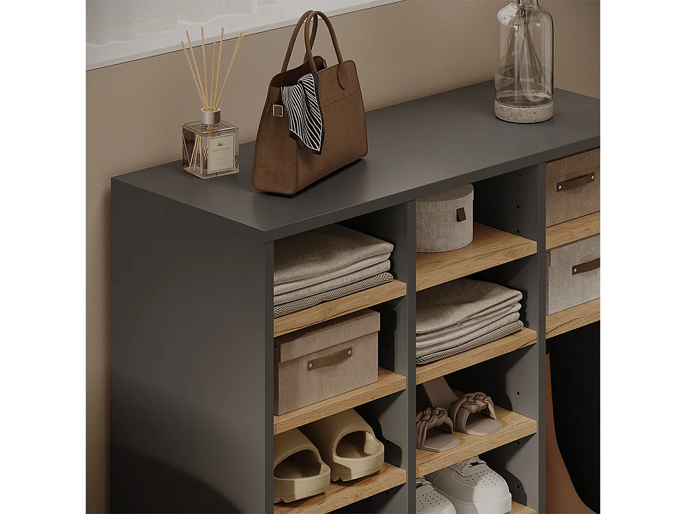 Armoire à chaussures anthracite/chêne de force doré 78.6x32.1x65.5 lysander
