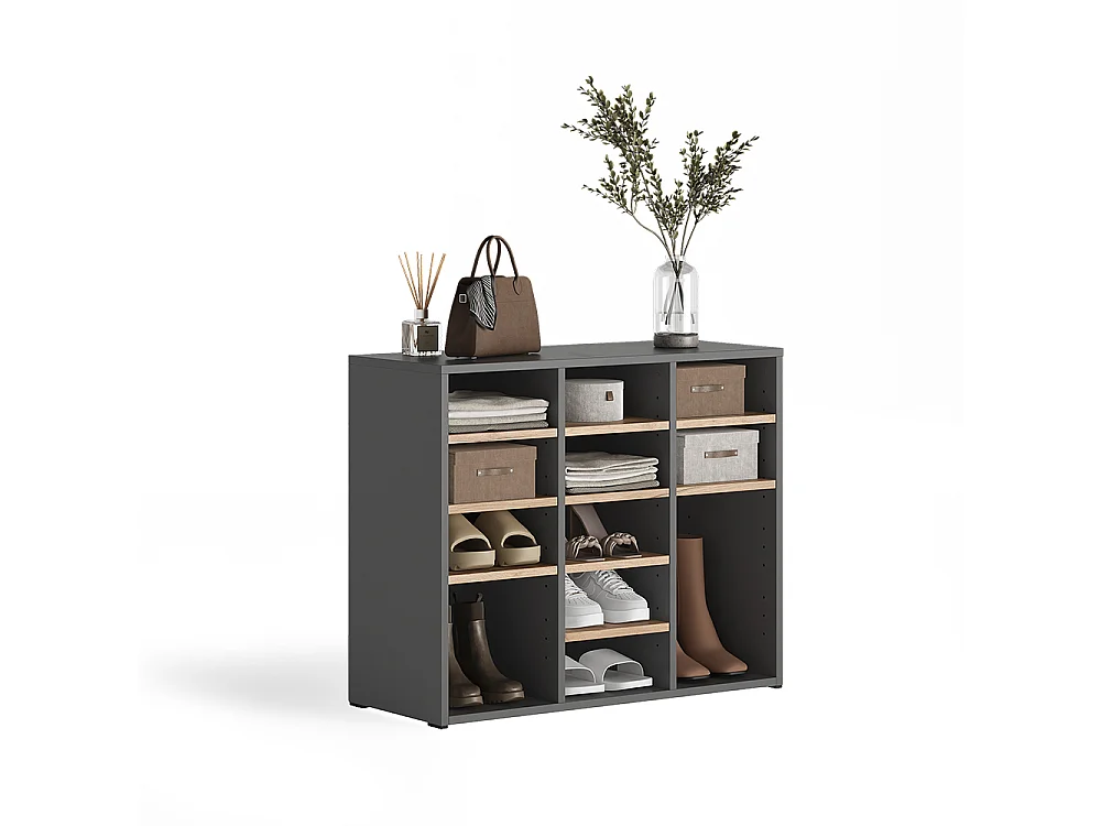 Armoire à chaussures anthracite/chêne de force doré 78.6x32.1x65.5 lysander