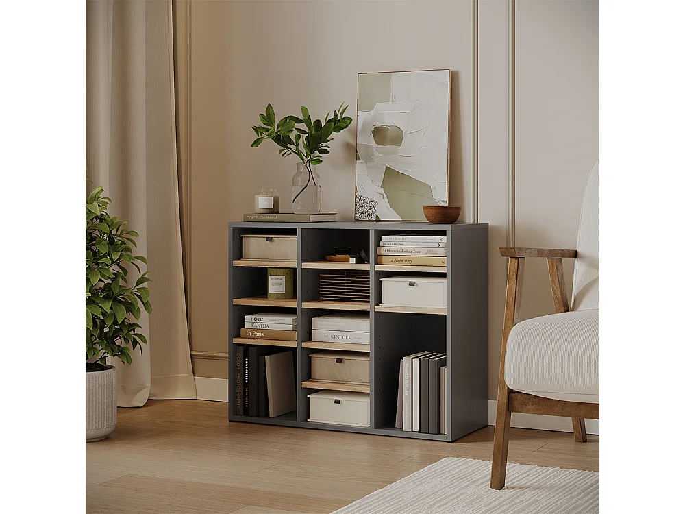 Armoire à chaussures anthracite/chêne de force doré 78.6x32.1x65.5 lysander