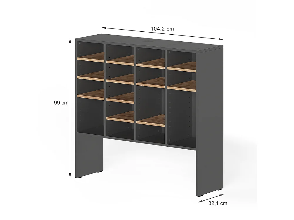 Armoire à chaussures anthracite/chêne de force doré 104.2x32.1x99 hermia