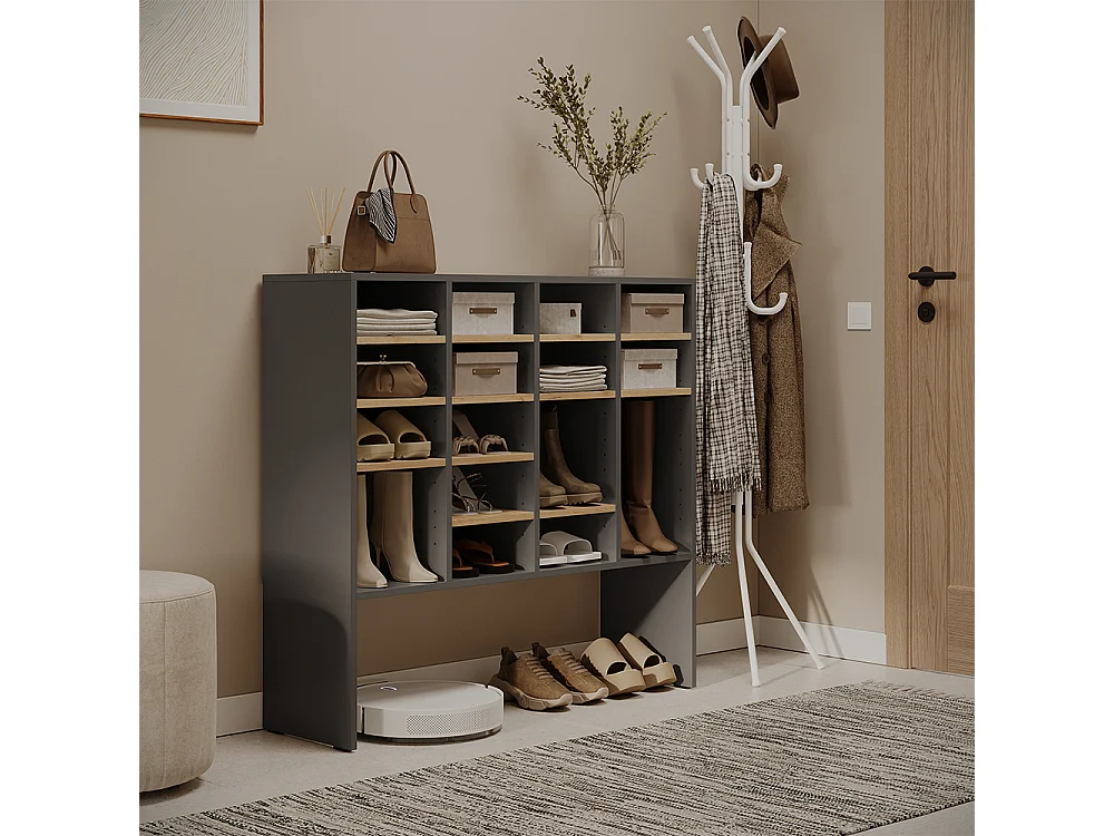 Armoire à chaussures anthracite/chêne de force doré 104.2x32.1x99 hermia
