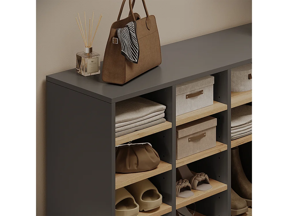 Armoire à chaussures anthracite/chêne de force doré 104.2x32.1x99 hermia