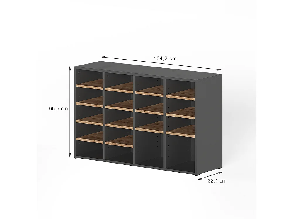 Armoire à chaussures anthracite/chêne de force doré 104.2x32.1x65.5 lysander