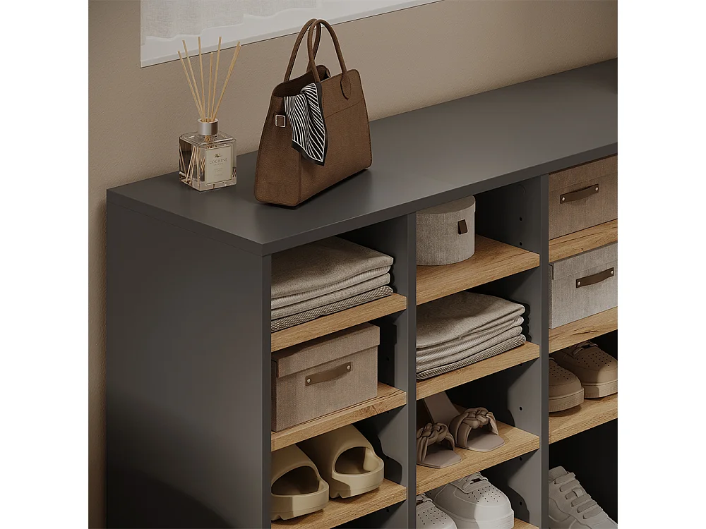 Armoire à chaussures anthracite/chêne de force doré 104.2x32.1x65.5 lysander