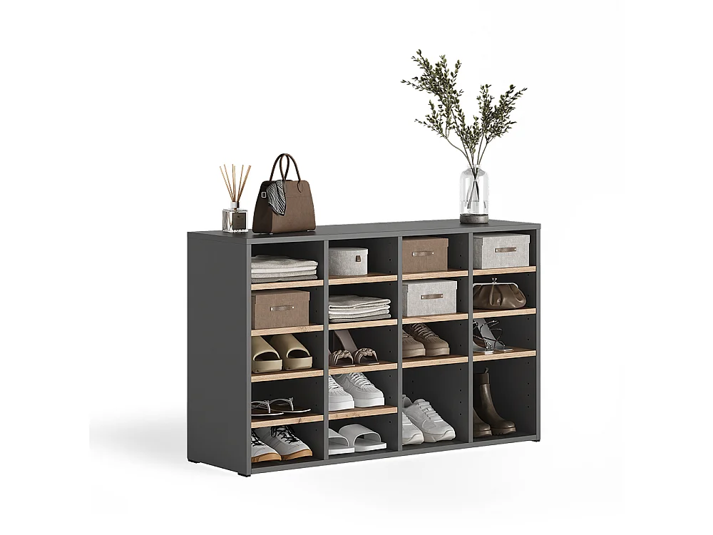 Armoire à chaussures anthracite/chêne de force doré 104.2x32.1x65.5 lysander