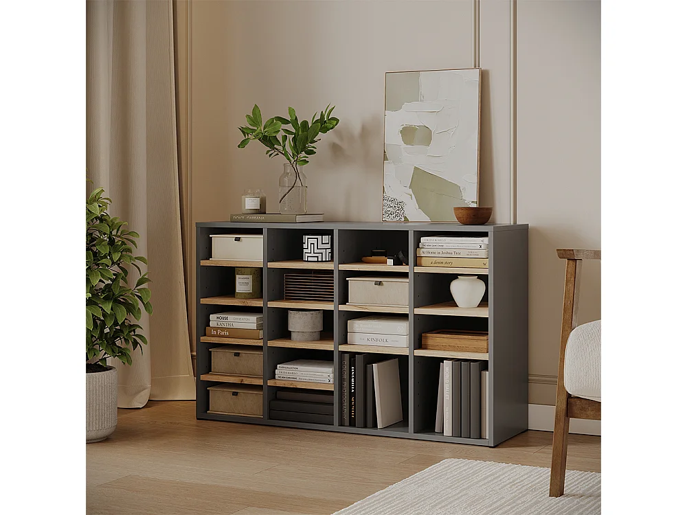 Armoire à chaussures anthracite/chêne de force doré 104.2x32.1x65.5 lysander