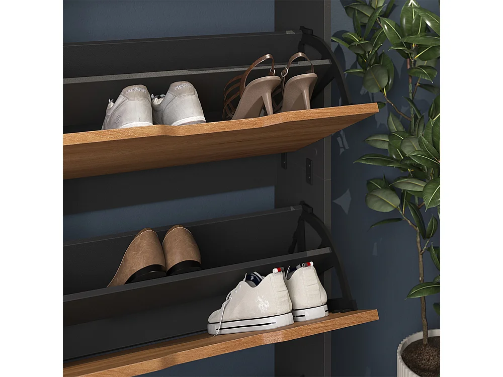 Benne à chaussures anthracite/chêne doré 59x22x180.5 luca