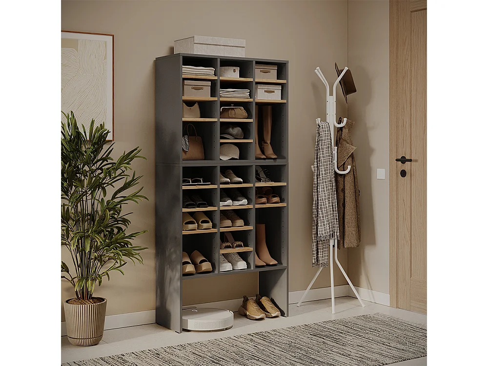 Ensemble darmoires à chaussures anthracite/chêne de force doré 78.6x32.1x65.5 lysander