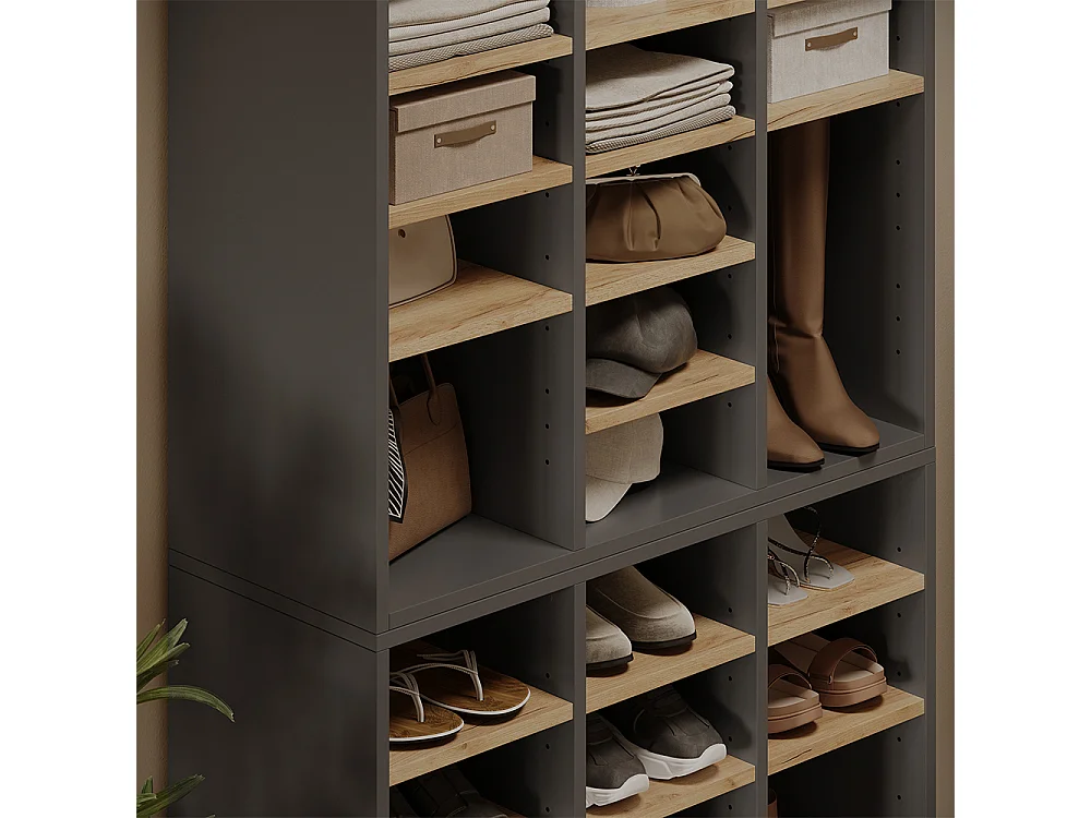 Ensemble darmoires à chaussures anthracite/chêne de force doré 78.6x32.1x65.5 lysander
