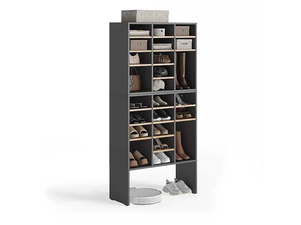 Ensemble darmoires à chaussures anthracite/chêne de force doré 78.6x32.1x65.5 lysander