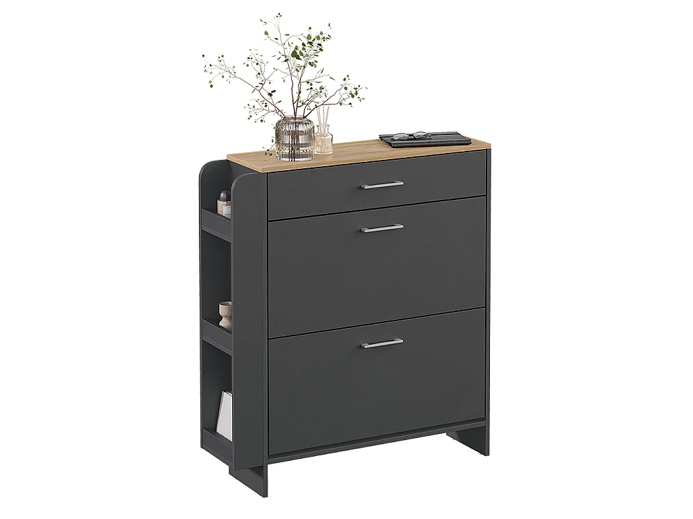 Armoire à chaussures anthracite/chêne 88.4x23.6x101.6 movino
