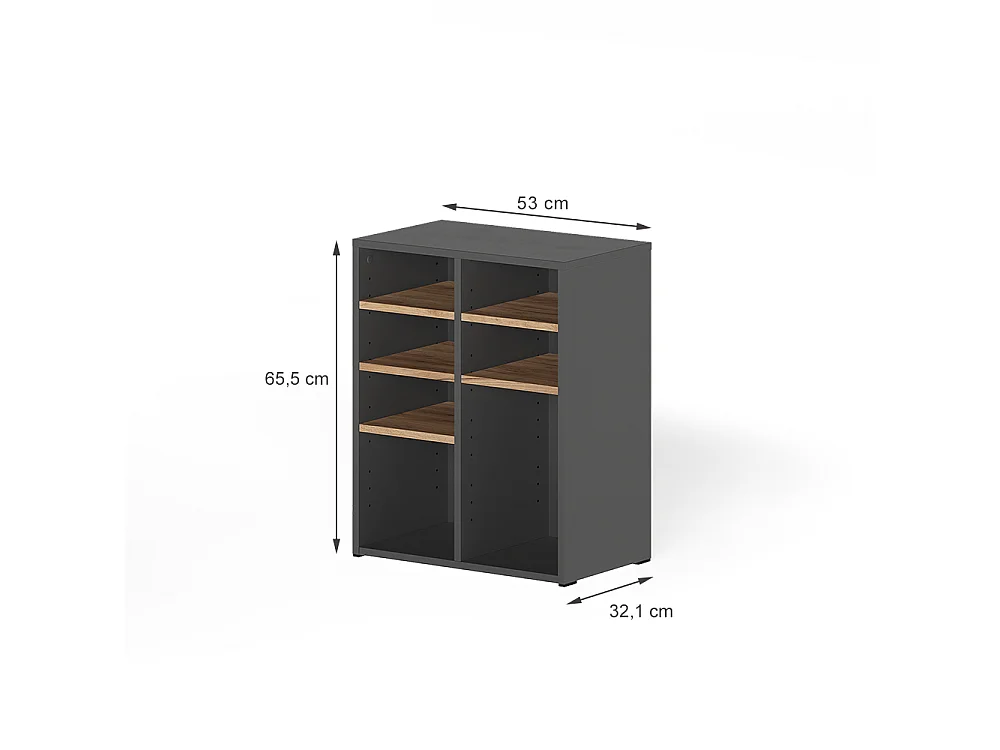 Armoire à chaussures anthracite/chêne de force doré 53x32.1x65.5 lysander