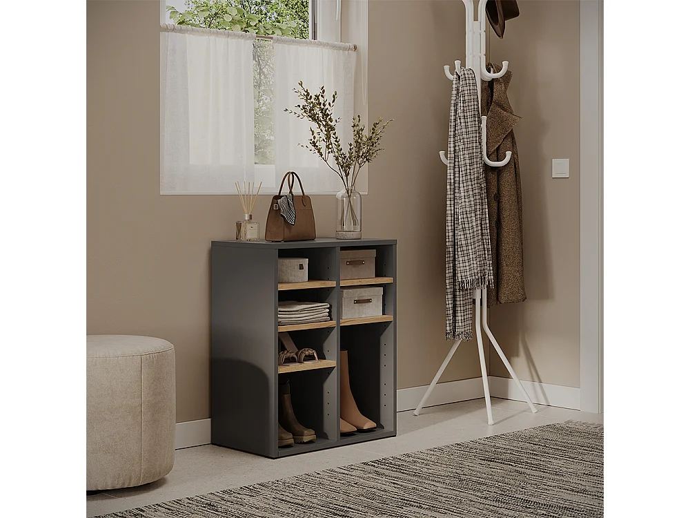Armoire à chaussures anthracite/chêne de force doré 53x32.1x65.5 lysander
