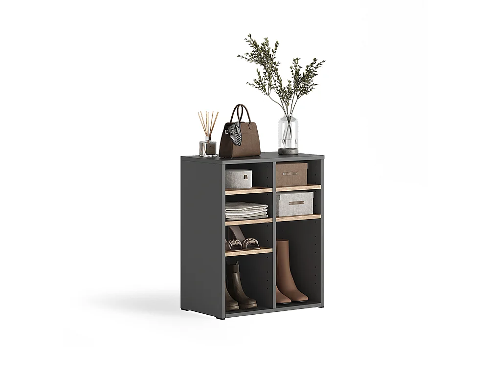 Armoire à chaussures anthracite/chêne de force doré 53x32.1x65.5 lysander