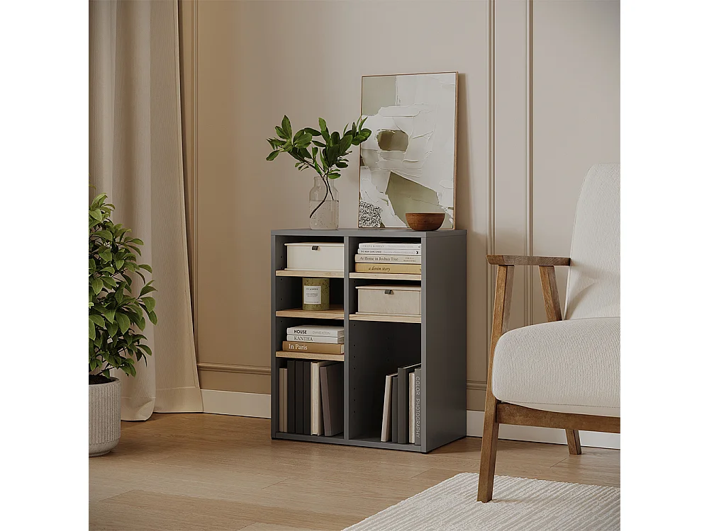 Armoire à chaussures anthracite/chêne de force doré 53x32.1x65.5 lysander