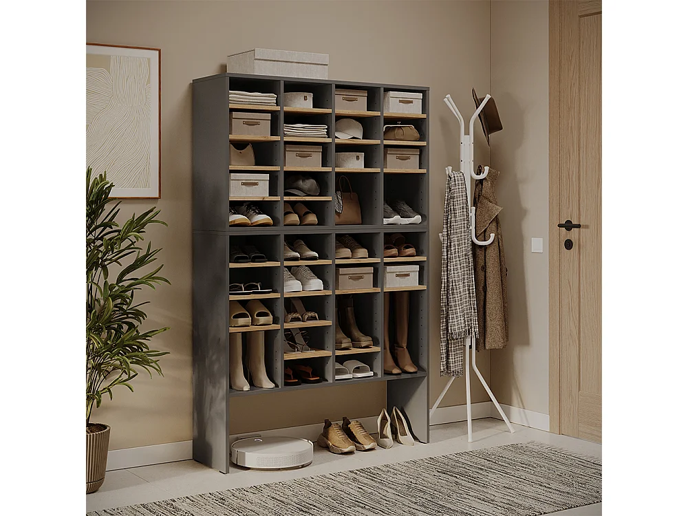 Ensemble darmoires à chaussures anthracite/chêne de force doré 104.2x32.1x65.5 lysander