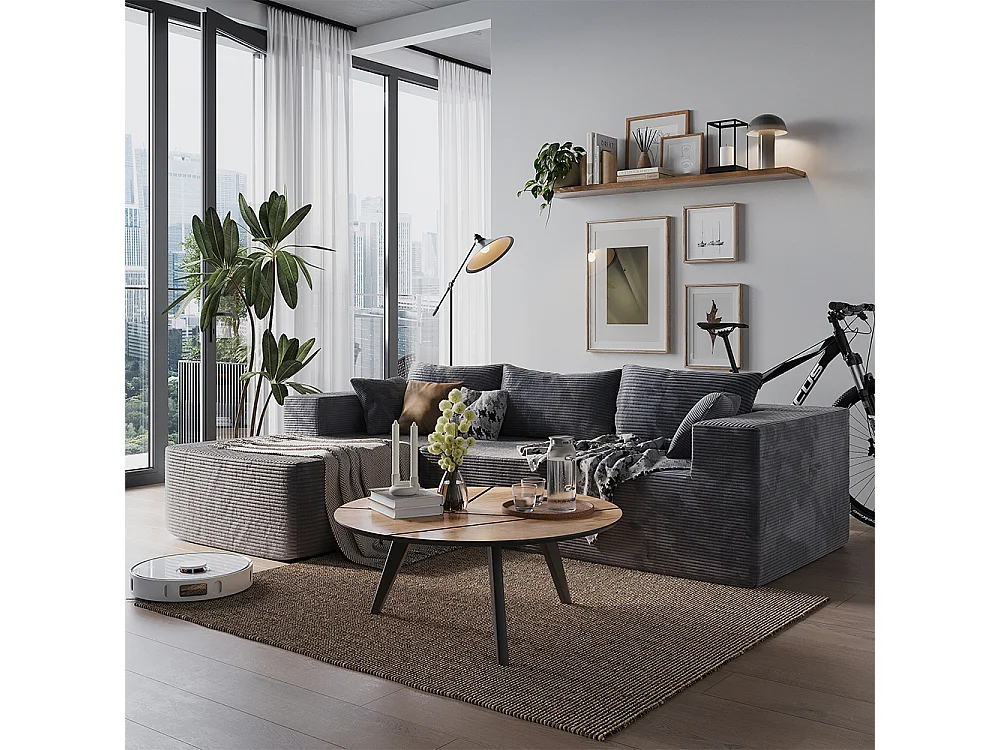 Divano a L grigio scuro 250x169x59 nuvio