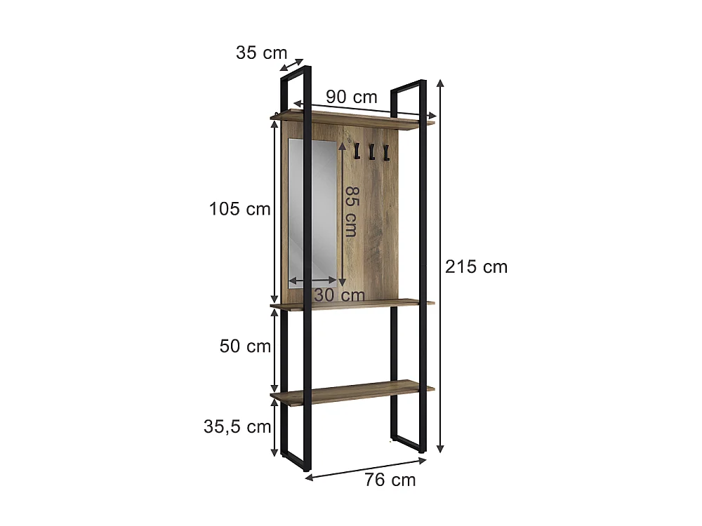 Garderobe antraciet 90x35x215 livi