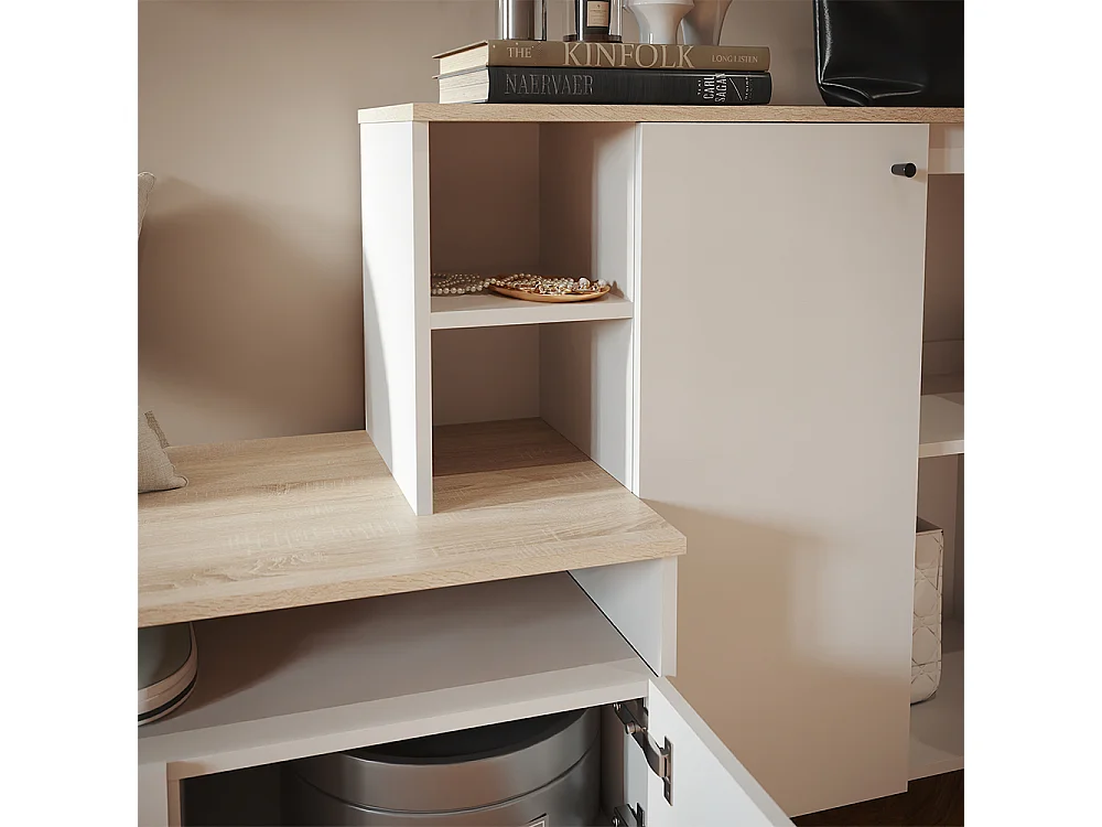 Garderobe wit/eiken 140x40x80 elano