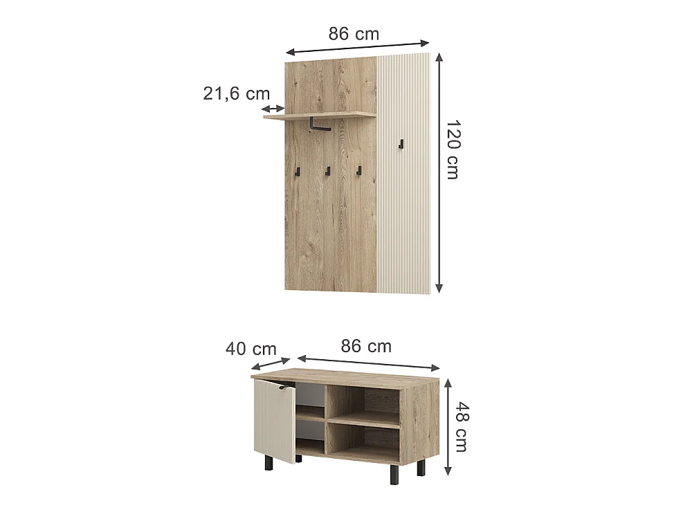 Garderobe eiken/kasjmier 86x40x48 puerto