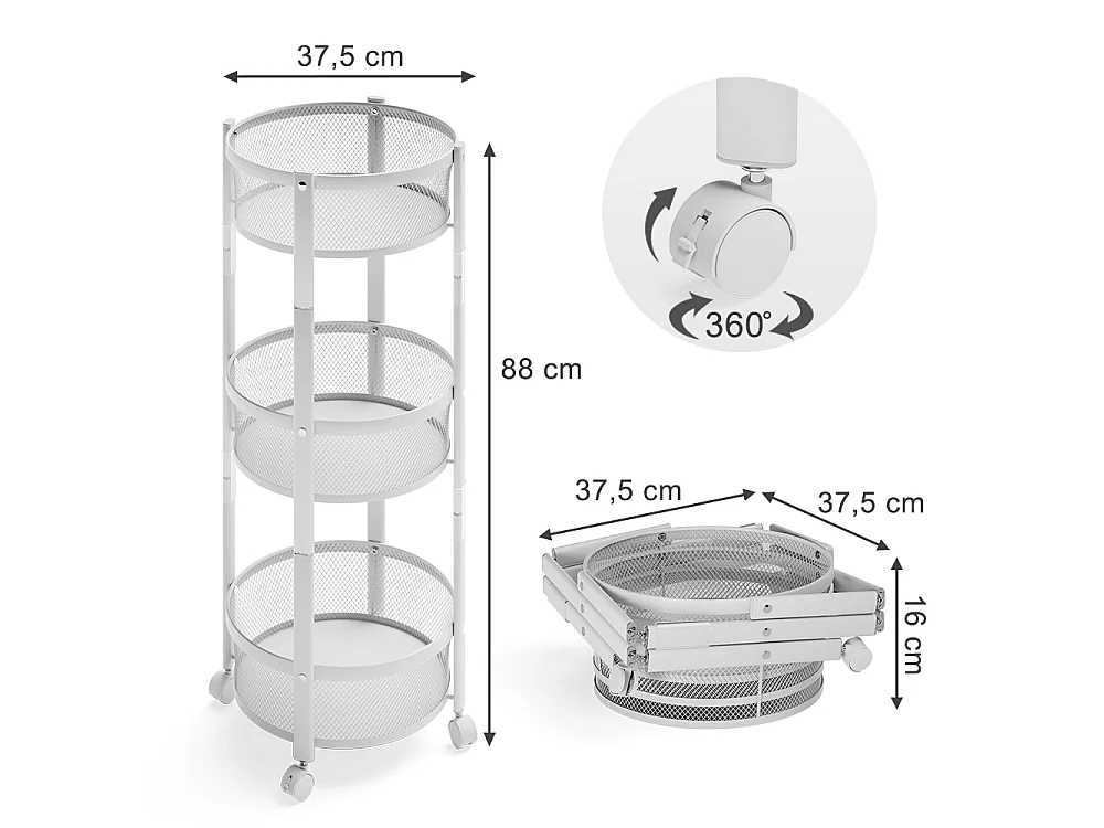 Trolley white 37.5x37.5x88 falto
